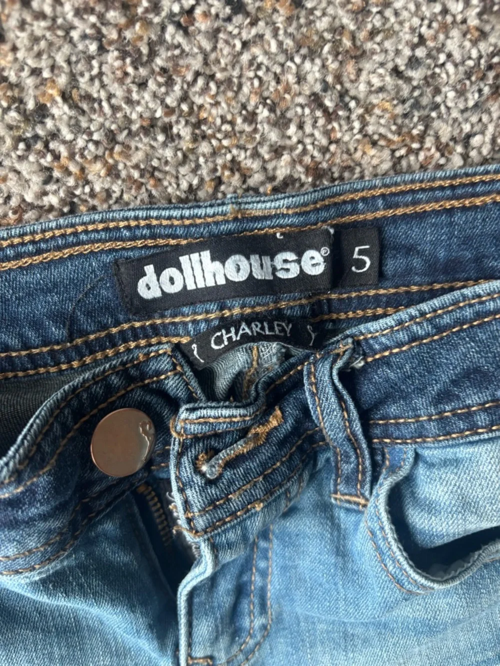 Dollhouse Distressed Flare Jeans Size 5 Y2K Low Rise Raw Hem Denim - Picture 3 of 6